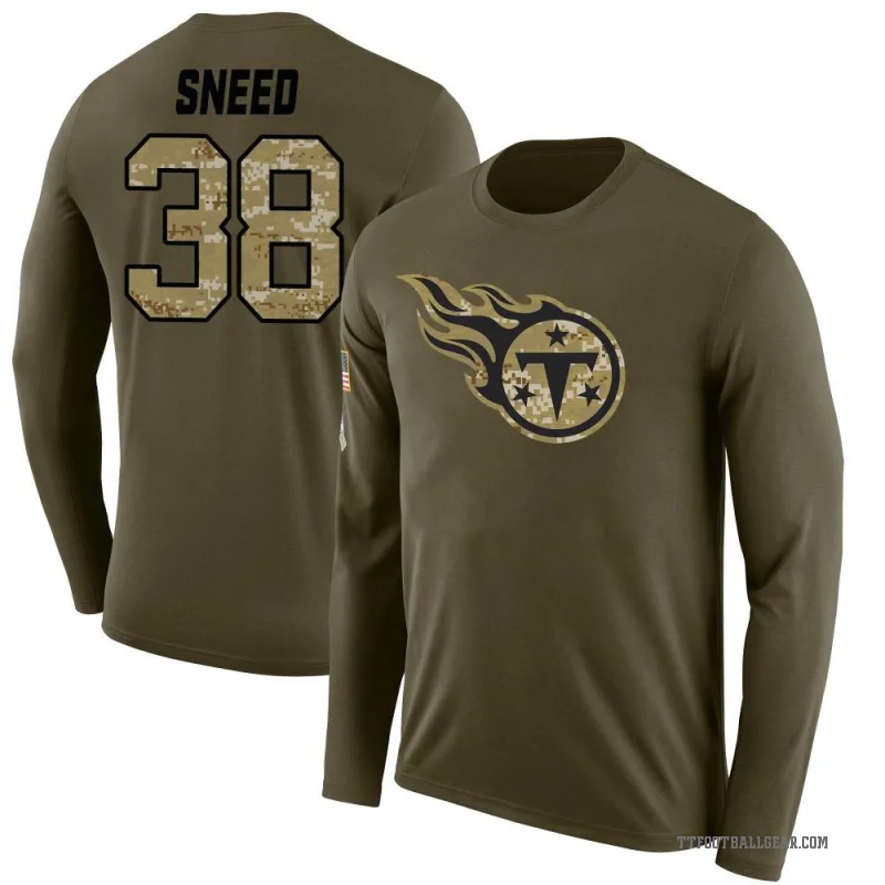 L'Jarius Sneed Men's Olive Tennessee Titans Salute to Service Sideline Long Sleeve T-Shirt